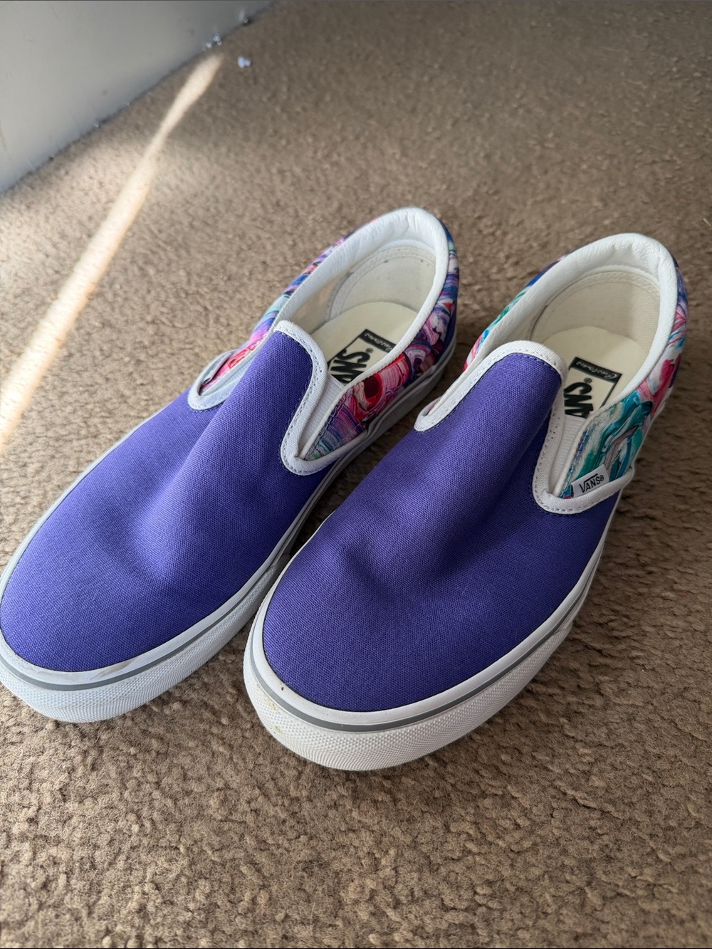 Vans Slip-On Sneakers in Purple with custom “water color” inspired trim